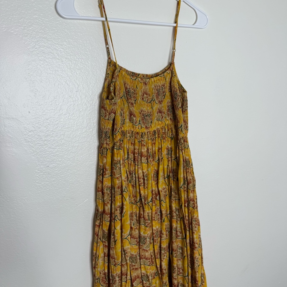 Free People Mustard Yellow Floral Maxi Dress with Black Trim - Picture 3 of 8